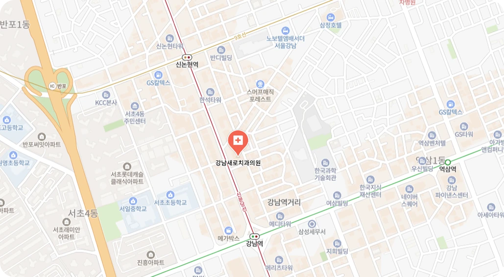 강남새로치과 위치를 표시한 지도